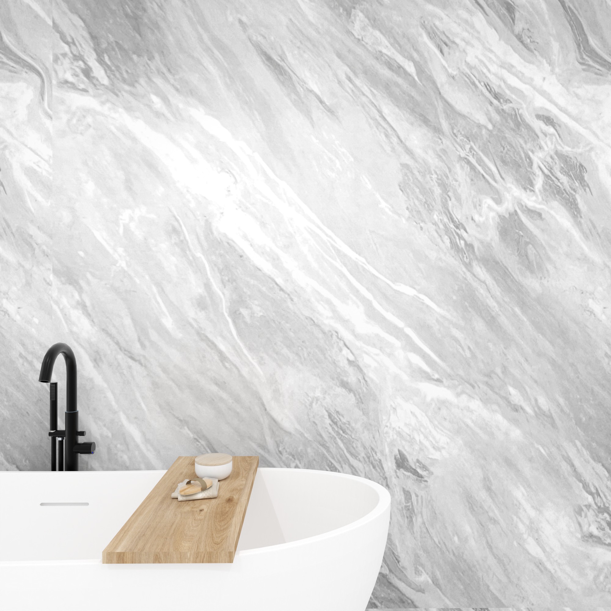 Storm Grey Marble Effect Wall Panel